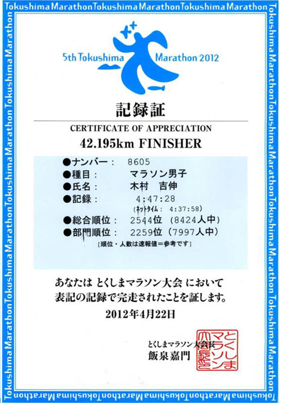 平成24年4月22日　第5回とくしまマラソン