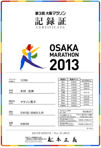 2013年10月27日　大阪マラソン